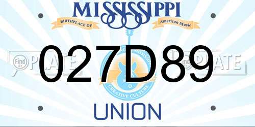 027D89 Mississippi License Plate