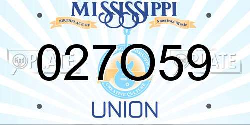 027O59 Mississippi License Plate