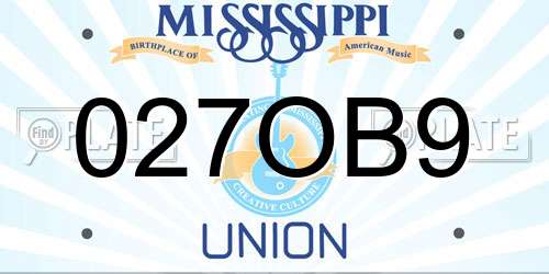 027OB9 Mississippi License Plate