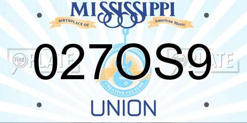 027OS9 Mississippi License Plate