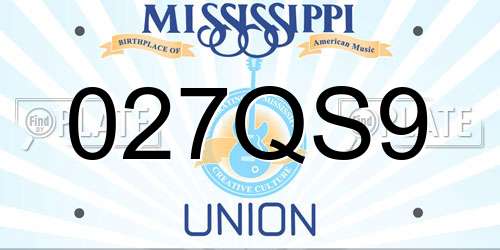 027QS9 Mississippi License Plate
