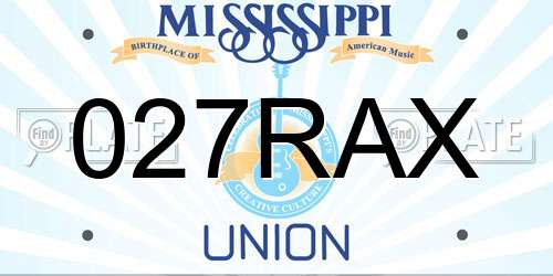 027RAX Mississippi License Plate