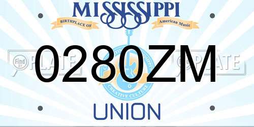 0280ZM Mississippi License Plate