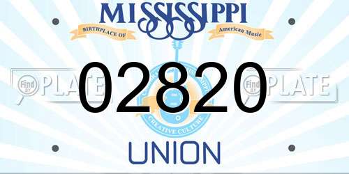 02820 Mississippi License Plate