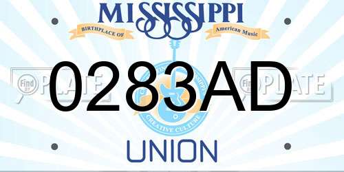 0283AD Mississippi License Plate