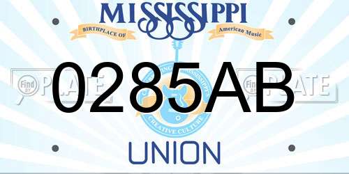 0285AB Mississippi License Plate