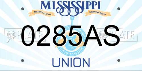 0285AS Mississippi License Plate