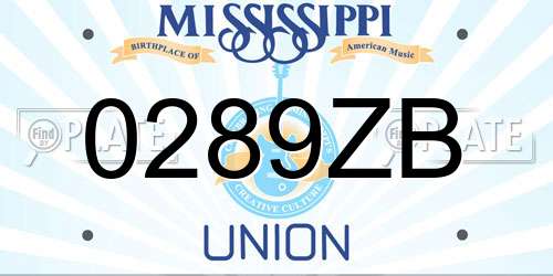 0289ZB Mississippi License Plate