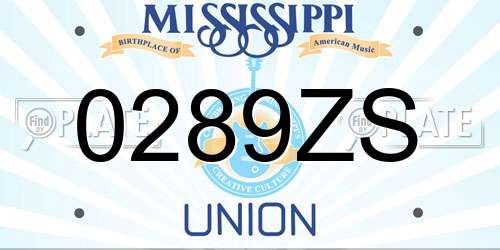 0289ZS Mississippi License Plate