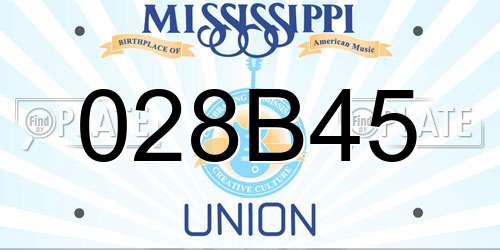 028B45 Mississippi License Plate