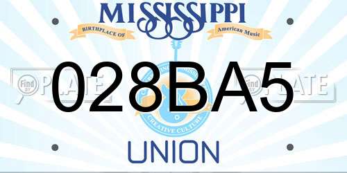 028BA5 Mississippi License Plate