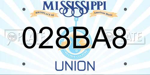 028BA8 Mississippi License Plate