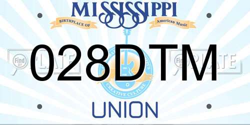 028DTM Mississippi License Plate