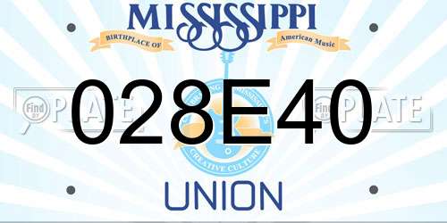 028E40 Mississippi License Plate