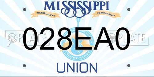 028EA0 Mississippi License Plate