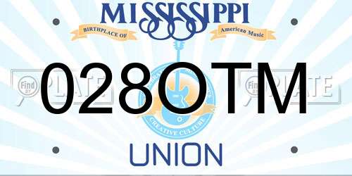 028OTM Mississippi License Plate
