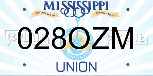 028OZM Mississippi License Plate