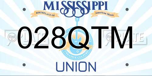 028QTM Mississippi License Plate
