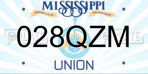 028QZM Mississippi License Plate