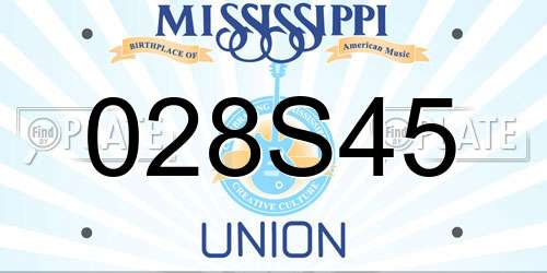 028S45 Mississippi License Plate