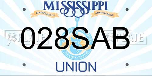 028SAB Mississippi License Plate