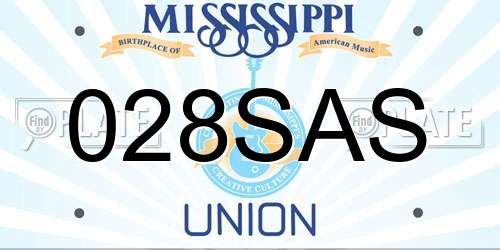 028SAS Mississippi License Plate