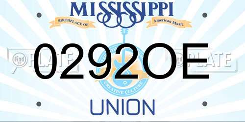 0292OE Mississippi License Plate