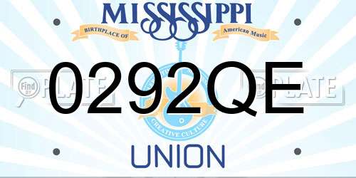 0292QE Mississippi License Plate