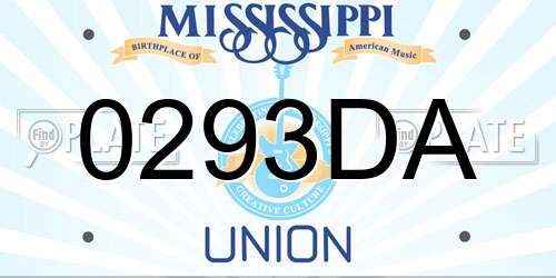 0293DA Mississippi License Plate