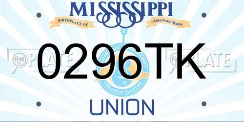 0296TK Mississippi License Plate