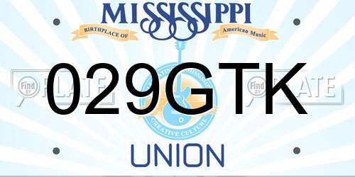 029GTK Mississippi License Plate