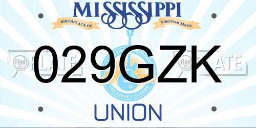 029GZK Mississippi License Plate