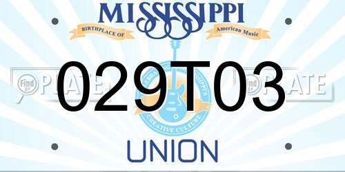 029T03 Mississippi License Plate