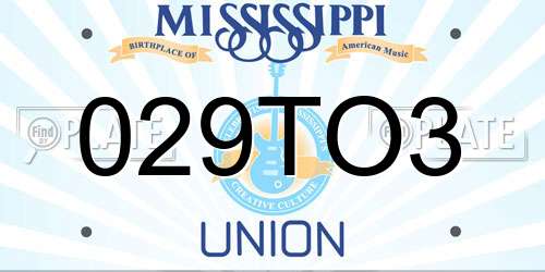 029TO3 Mississippi License Plate