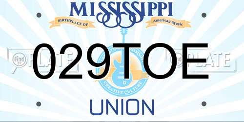 029TOE Mississippi License Plate