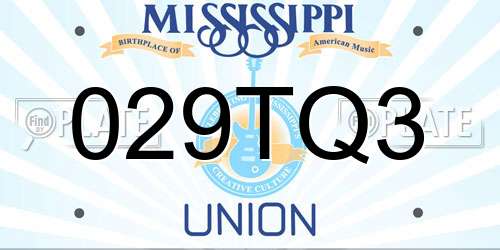 029TQ3 Mississippi License Plate