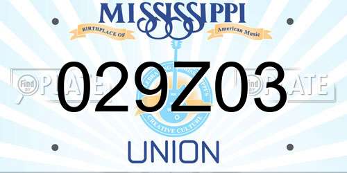 029Z03 Mississippi License Plate