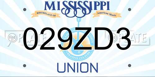 029ZD3 Mississippi License Plate