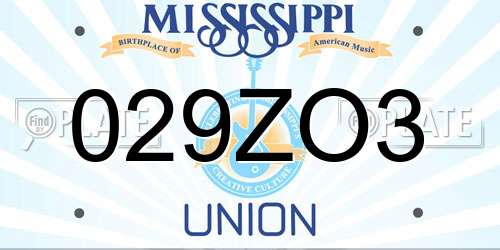 029ZO3 Mississippi License Plate