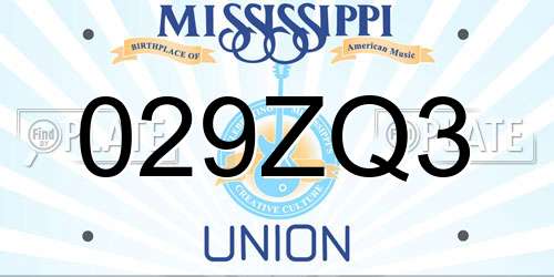 029ZQ3 Mississippi License Plate