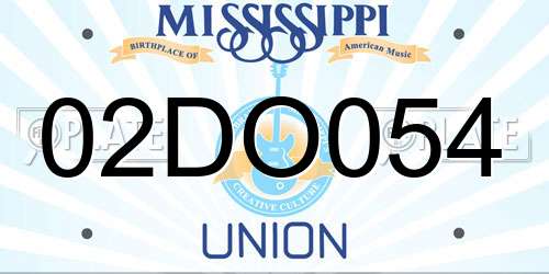 02DO054 Mississippi License Plate