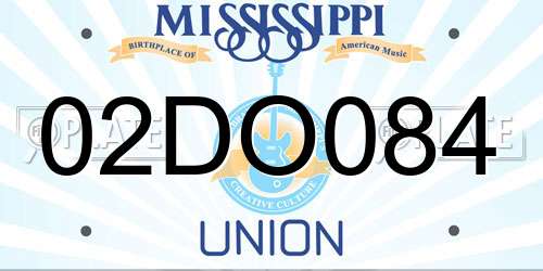 02DO084 Mississippi License Plate