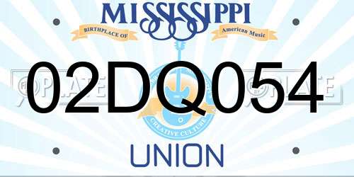 02DQ054 Mississippi License Plate