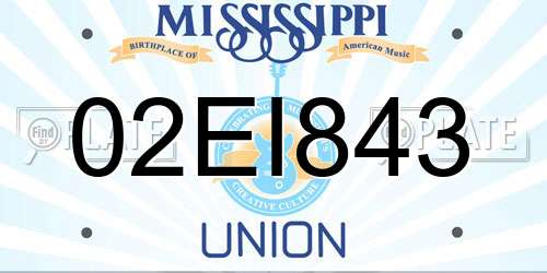 02EI843 Mississippi License Plate
