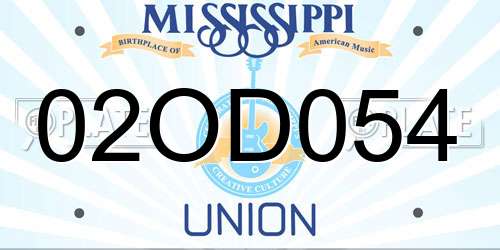 02OD054 Mississippi License Plate