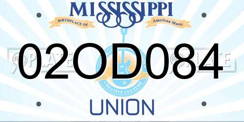 02OD084 Mississippi License Plate
