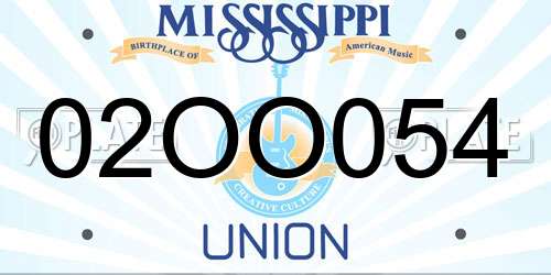02OO054 Mississippi License Plate