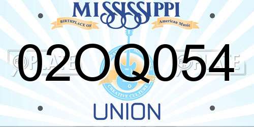 02OQ054 Mississippi License Plate