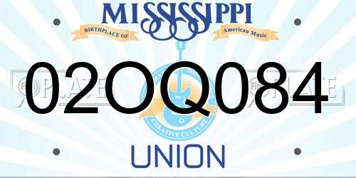 02OQ084 Mississippi License Plate