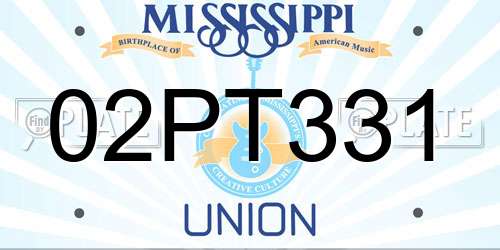 02PT331 Mississippi License Plate